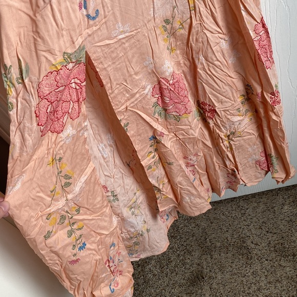 Beautiful Peach Floral High Neck Dress - Picture 5 of 9